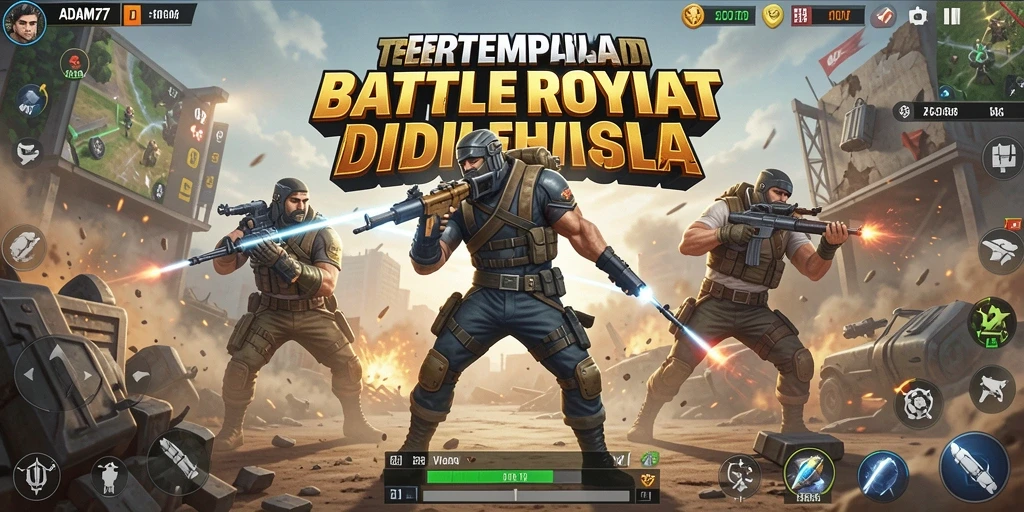 Tangkapan layar dari gameplay seru ADAM77 dalam pertempuran Battle Royale.