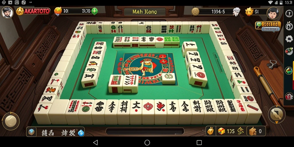 Screenshot gameplay AKARTOTO menampilkan pengalaman seru bermain Mahjong.