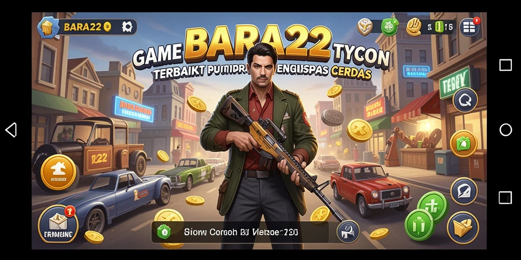 Tampilan gameplay BARA22 yang mendebarkan dengan fitur manajemen bisnis.