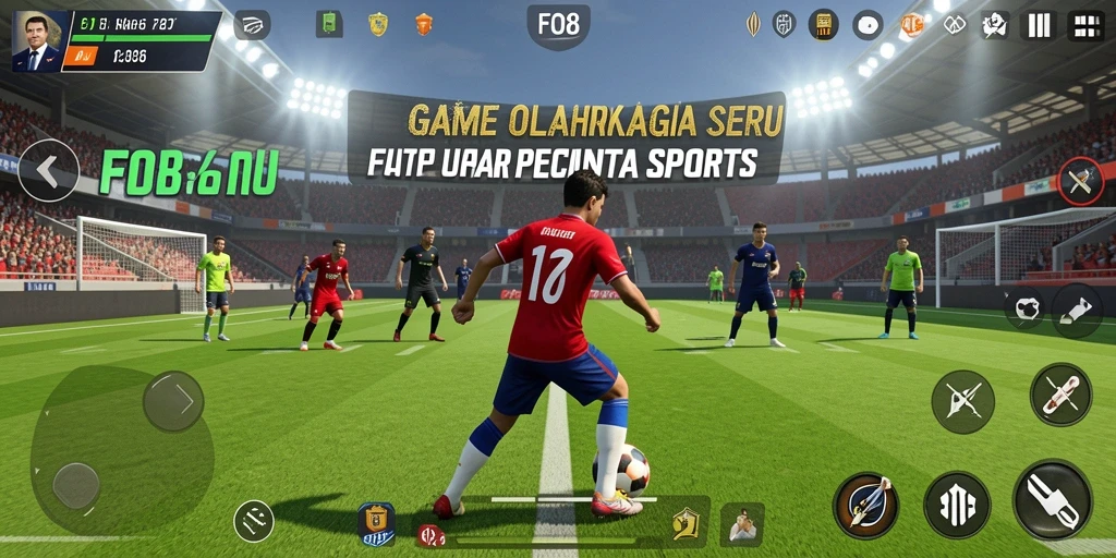 Tampilan gameplay FO8 yang seru dan mengasyikkan dalam nuansa olahraga.