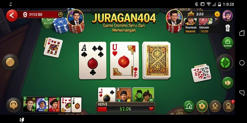 Tampilan gameplay seru dari JURAGAN404 yang menampilkan aksi Domino.