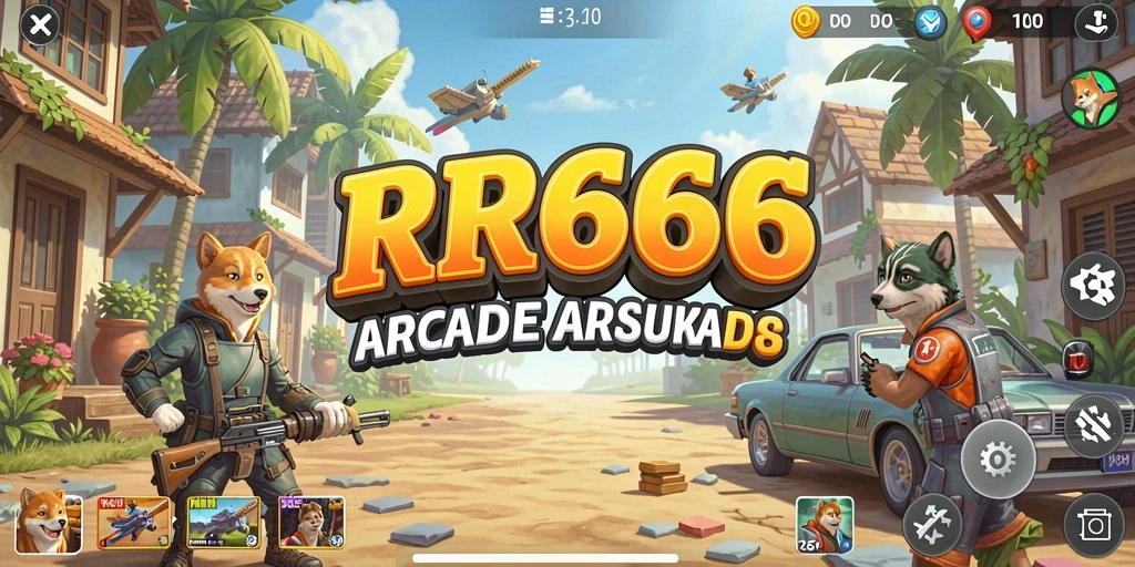 Tampilan gameplay menegangkan dalam permainan arcade RR666.