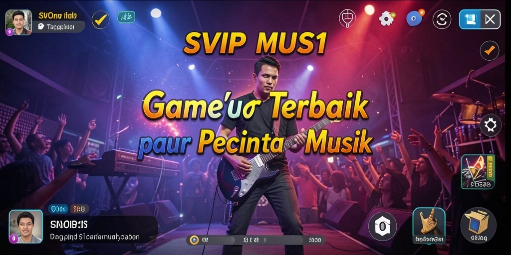 Screenshot SVIP1 menampilkan gameplay interaktif dengan berbagai fitur musik.