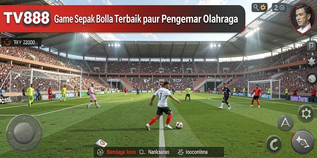 Tampilan gameplay TV888 dengan aksi sepak bola yang mendebarkan.